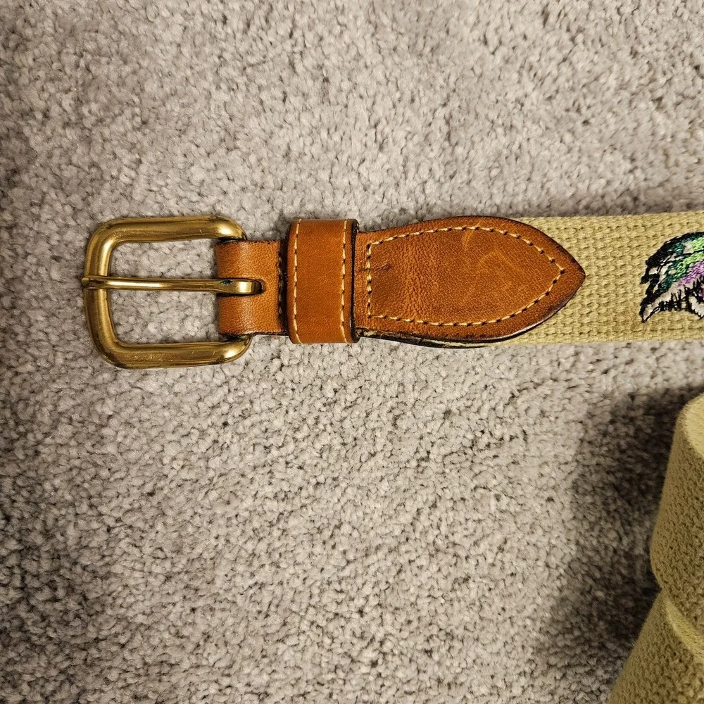 VTG Al Agnew Embroidered Canvas Belt – Wood Duck Design – Size 44 – Made in‎ USA
